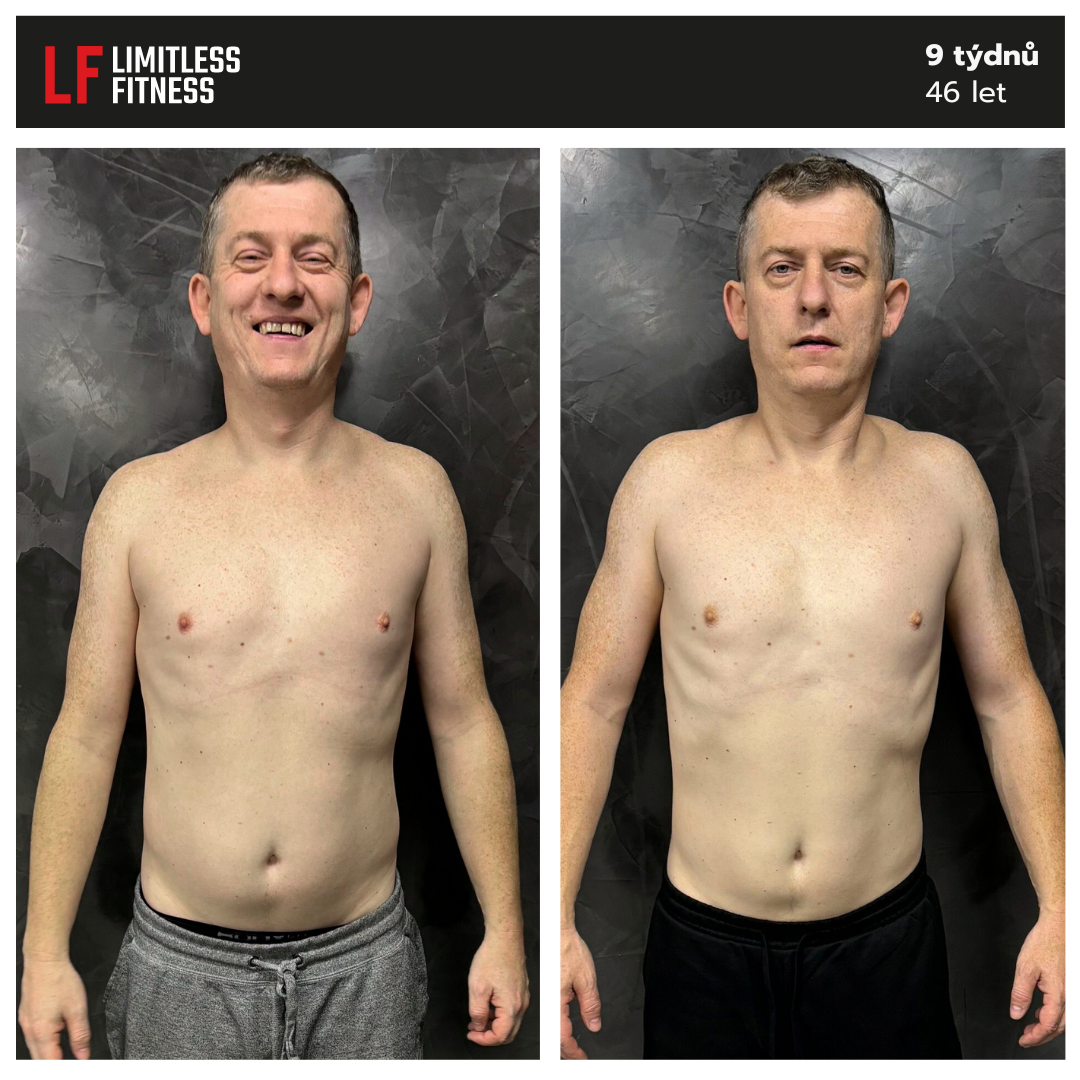 Jiřího proměna po 9 týdnech spolupráce s Limitless Fitness Prague